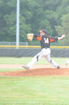 Tyler LaFollette fires a pitch for Warsaw. 