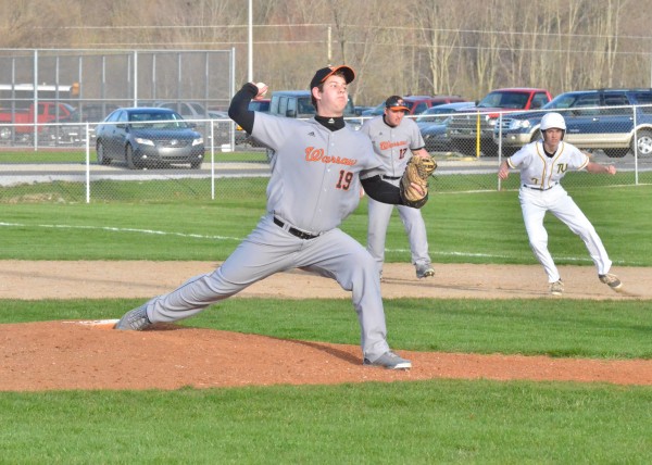 Jonathan Murphy fires a pitch for Warsaw earlier this season. The Tigers will face Elkhart Memorial in a sectional semifinal game on May 30 at Memorial (File photo by Nick Goralczyk)