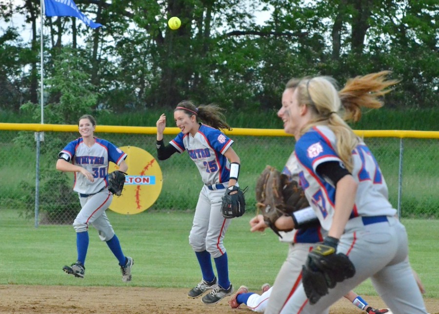 Kennedy Krull tosses the ball in celebration after making a good defensive play for the Wildcats.