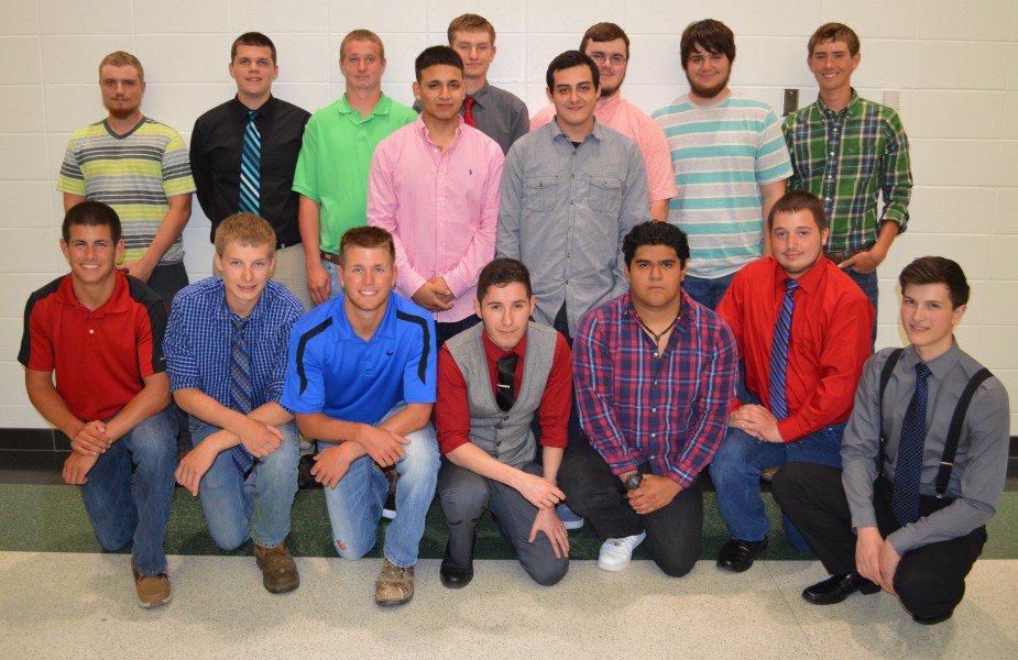 Building trades students for Wawasee High School for the 2014-15 school year include in front, from left, Nick Anderson, Chase Jacobs, Drew Anderson, Lorenzo Aguinaga, Francisco Ramirez, Andrew Zartman and Jonas Schwartz. In the middle row are Daniel Pedroza and Jorge Castro. And in the back row are Michael Turner, Austin Burkholder, Kyle Smiley, Michael McCulloch, Carter Whitmer, Brady Shepherd and Bailey Hershberger. Unable to attend the banquet and not pictured are Jeffrey Moore, Aaron Walker and Maclain Herr.