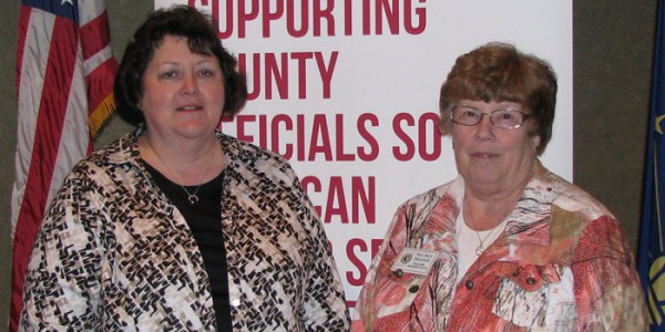 From left, Kay Myers, LaGrange County Auditor, and Sue Ann Mitchell, Kosciusko County Treasurer