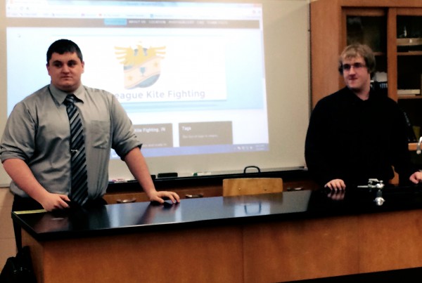 Justin Hefner and Corey McVey present their physics website to their physics class at Triton Jr.- Sr. High School. (Photo provided)