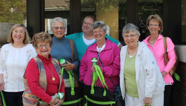 Volunteers are an important part of the on-going book sale and programs at the Syracuse Library. Attending a volunteer appreciation party are left to right: Lynn Emmert, Suszane Gilliland, Mary Jane Knudsen, Kim Blaha (director), Janet Krull, Gloria Frew, and Mary Hursh.