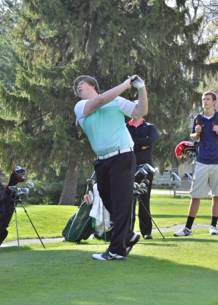 Tristen Atwood led all golfers with his 38 Thursday evening at South Shore Golf Course. (Photos by Nick Goralczyk)