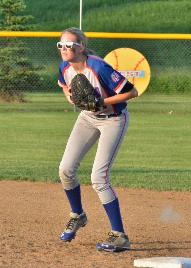 Whitney Marsh stands ready at first for the Wildcats during Thursday's sectional title game against Fairfield. (Photos by Nick Goralczyk)