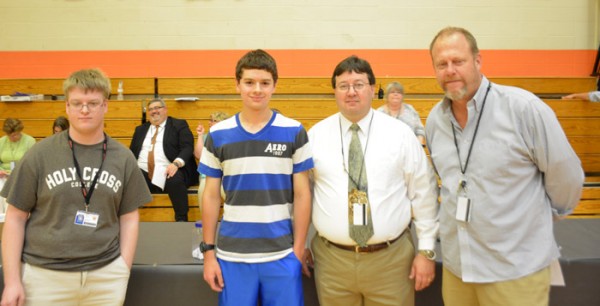 Winners of the perfect attendance award Adrian Hartle and Kyle Christianberry.  (Photos by John Faulkner)