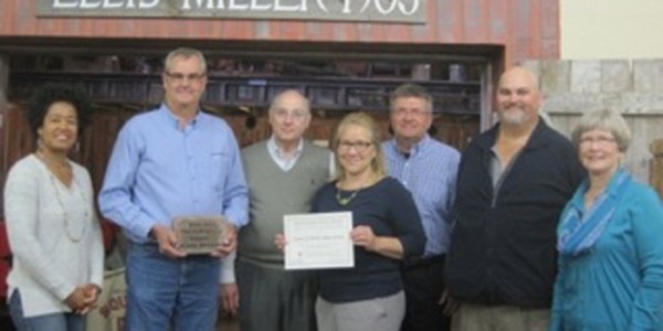 Pictured from left, Renata Robinson (MMS Executive Director); award recipients and town council members: Chris Garber, Jim Smith and Laura Rager, Dan Hannaford, Dave Schoeff; Debbie Chinworth (MMS P&A Chair)