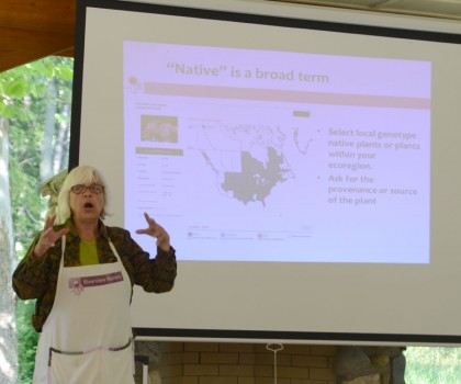 Martha Ferguson talks about lakescapes and native plants at WACF's Lake Talk and Eats