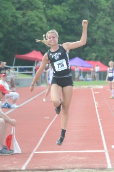 Sam Alexander broke her own school record in the long jump at State.