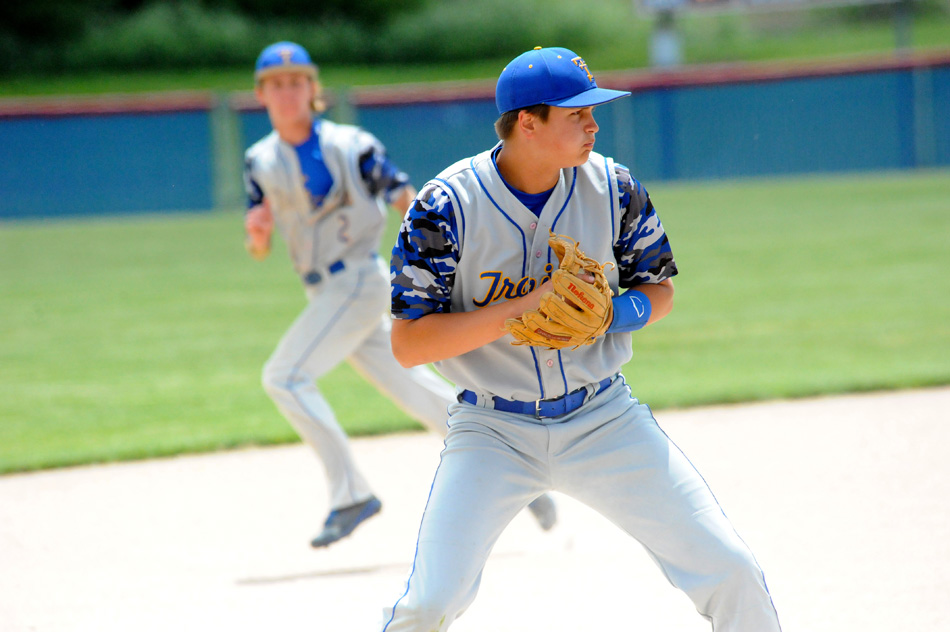 Triton third baseman Dylan Hensley eats up a Blackhawk grounder for an out.