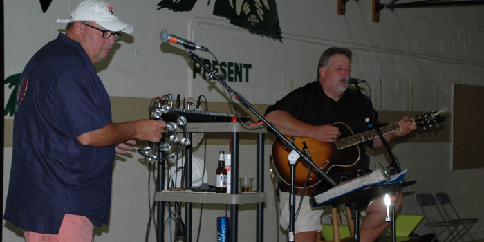 Indy Duo, Bill McCully, left and Chris Parton, performed at the benefit for Syracuse -Wawasee Trails at North Webster Community Center Saturday night after original headliners, The Gatlins, were forced to cancel due to Darryl Gatlin's hospitalization for pneumonia. 