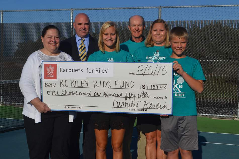 Racquets For Riley was able to donate over $1,154 to the Kosciusko County Riley Kids Fund this summer. From left to right are Susie Light, Alan Alderfer, Camille Kerlin, Rick Kerlin, Diane Kerlin and Carson Kerlin. (Photos provided by Camille Kerlin)