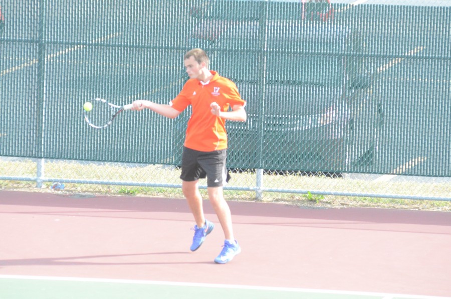 Justin Stout won at No. 1 singles for the Tigers Tuesday at Wawasee.