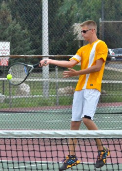 Dalton Bailey, shown, and playing partner Chase Butler could be a wild card for the Triton Trojan chances at the HNAC tournament. (Photo by Nick Goralczyk)