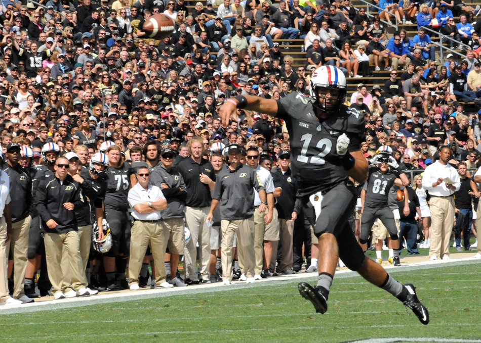 Purdue quarterback Austin Appleby fires a pass Saturday against Indiana State during Purdue's 38-14 win. Appleby had four touchdown passes in the win. (Photos by Dave Deak)