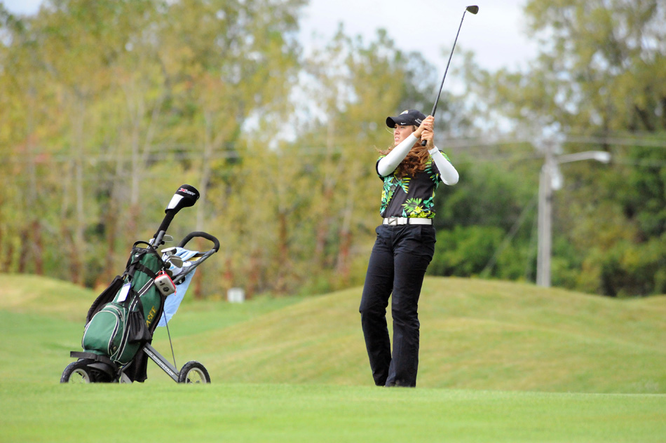 Aubrey Schmeltz and her Wawasee teammates will be among the contenders at the East Noble Girls Golf Regional this Saturday at Noble Hawk Golf Course. Wawasee is seeking its second straight trip to the state finals. (Photos by Mike Deak)
