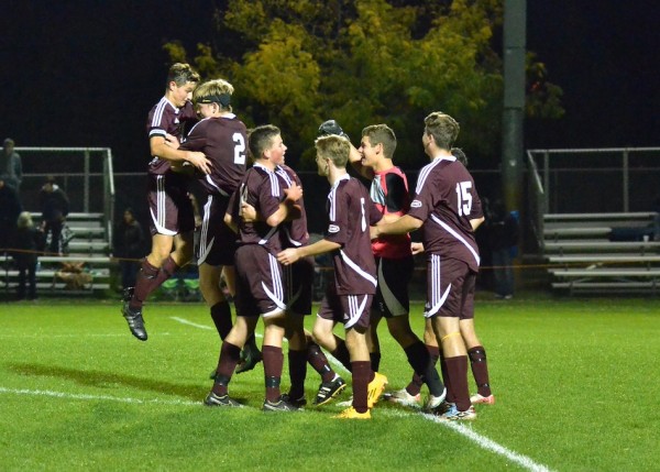 The Eagles celebrate their sectional title.