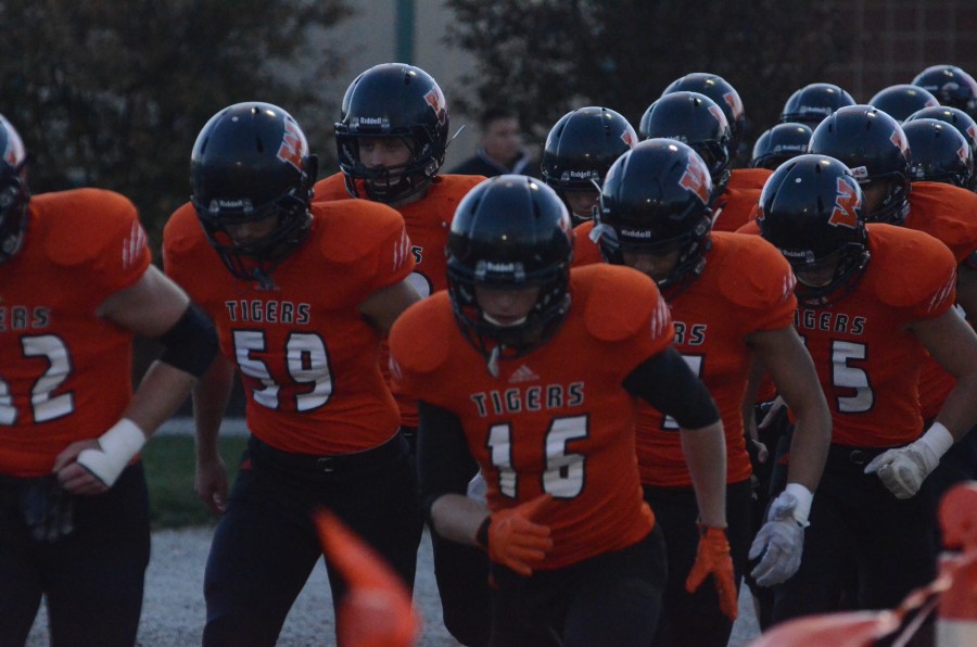 Warsaw takes the field prior to hosting NorthWood Friday night. The Panthers topped the Tigers 21-14.