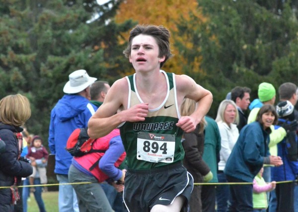 Sam Griner finishes strong for Wawasee in Saturday's regional at Ox Bow Park. (Photos by Nick Goralczyk)