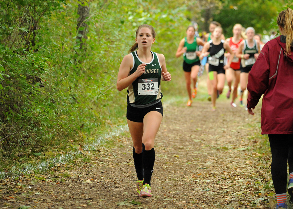 Aubrey Kuhn and her Wawasee teammates should be well-acquainted with the OxBow cross country course ahead of this Saturday's Elkhart Central Sectional. (Photo by Mike Deak)