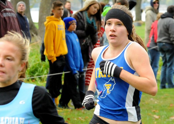 Triton sophomore Baylee McIntire will run in her second semi-state this Saturday at the New Prairie Semi-state. (Photo by Mike Deak)