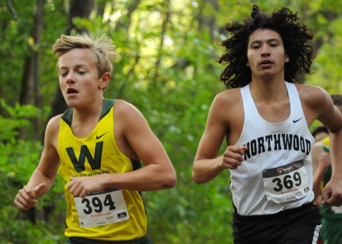 Wawasee's Bennett Hoffert jostles among the crowd.