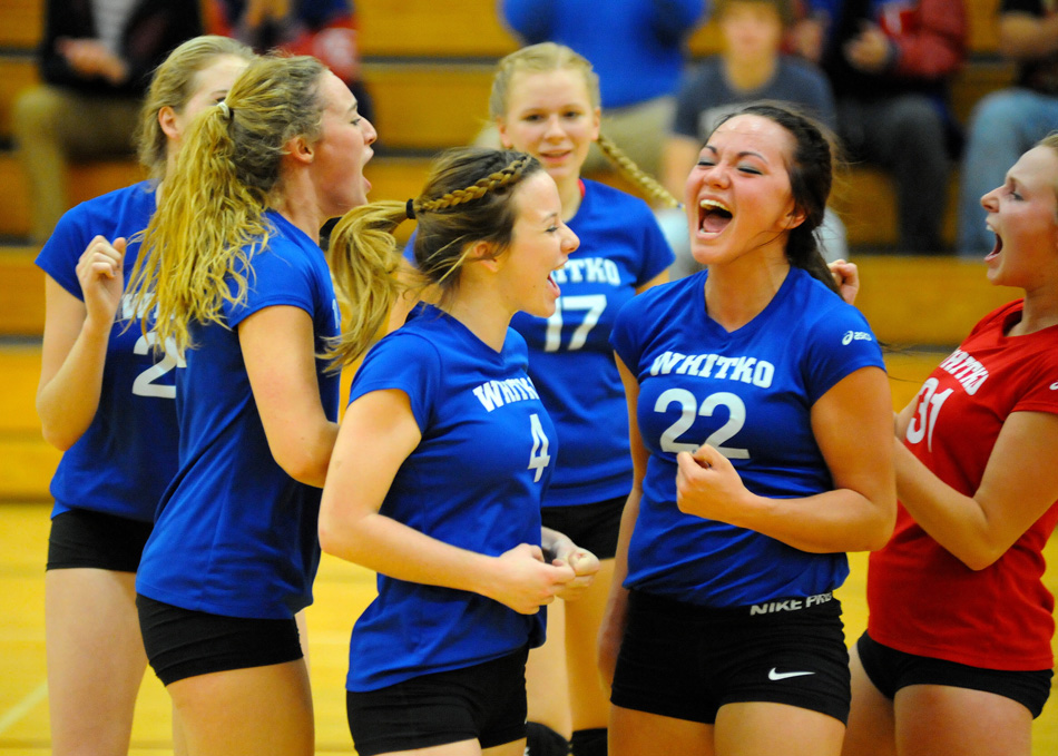 All was right with the Whitko world in the first game against Westview as the team celebrated a point after a lengthy rally.