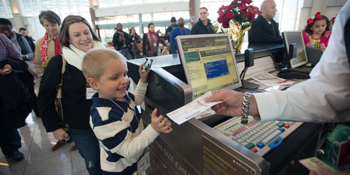 Ticket's please! The kids even got a chance to 'check in' with special tickets made just for them by Delta.