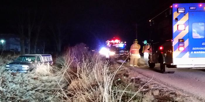Crews respond to an accident on CR 250N, north of Warsaw. (Photo by Amanda McFarland)