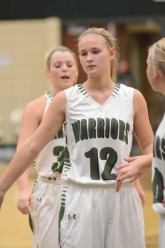 Kabrea Rostochak reacts after a free throw for the Warriors.