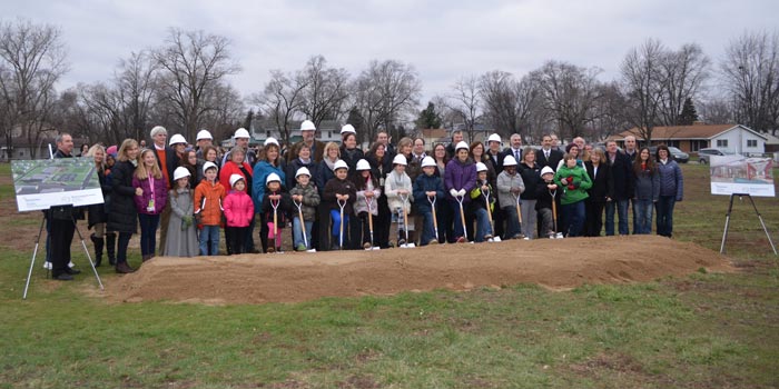 Lincoln Elementary students and Warsaw Community School board members gathered Thursday afternoon, Dec. 17, for a groundbreaking ceremony that will usher in the building of a new Lincoln Elementary School building. (Photos by Amanda McFarland)