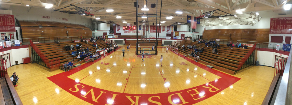 Goshen's basketball arena will get a mini makeover over Christmas break to remove eight references or images of 'Redskins'. The Goshen girls played in the gym for the final time as 'Redskins' Saturday night against Fort Wayne Carroll. (Photos by Mike Deak)