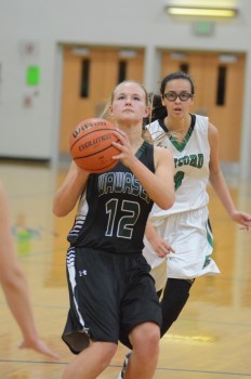 Kabrea Rostochak heads down the lane to the hoop for Wawasee.