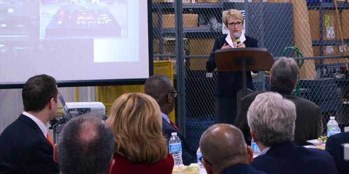 Indiana Lieutenant Governor Sue Ellspermann spoke Friday, Jan. 22, during the Northern Indiana Mayors' Roundtable. (Photo by Amanda McFarland)