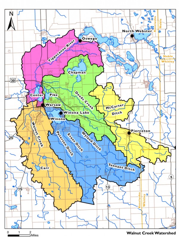 A map showing the Walnut Creek Watershed, the area the Clean Water Project is working toward creating a water quality improvement plan.
