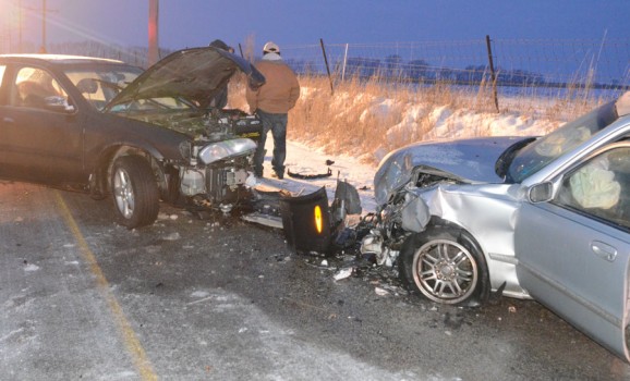 Two vehicles collided head-on on CR 700S. (Photo by Deb Patterson)