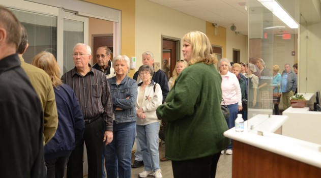 Joni Landen, quality control/accredtation specialist, tells visitors about the Emergency Room to open in April.