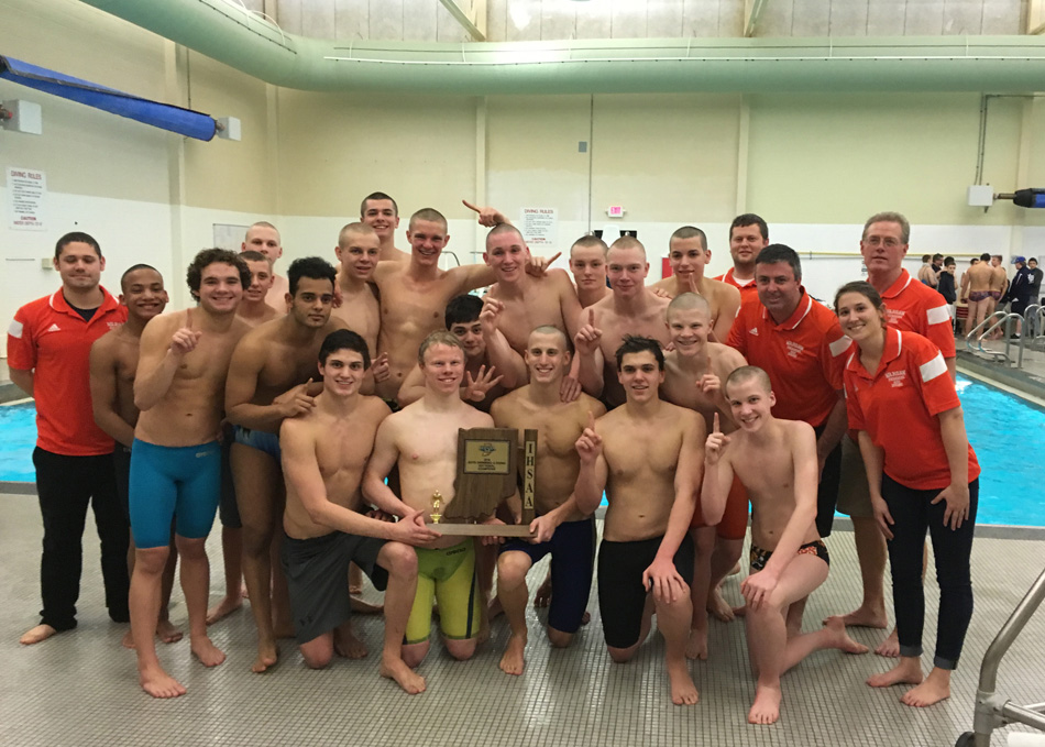 The Warsaw boys swim team won the sectional team title for the ninth year in a row Saturday, taking six events at the Warsaw Boys Swim Sectional. (Photos by Mike Deak)