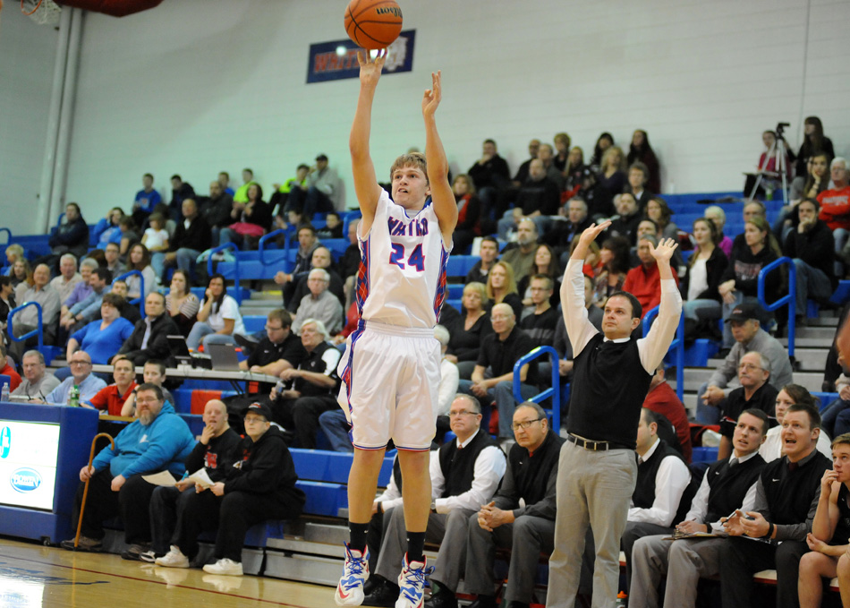 River West launches a three-point shot against NorthWood.