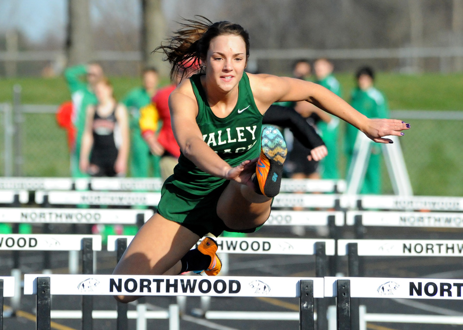 Lexi O'Connell and Tippecanoe Valley opened its 2016 track season at NorthWood Tuesday night. (Photos by Mike Deak)