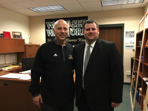 Wawasee athletic director Steve Wiktorowski (left) stands with new girls head basketball coach Matt Carpenter. (Photo provided by Wawasee Athletics)