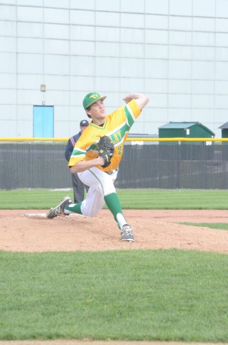 Tippecanoe Valley ace Eric Hammer delivers a pitch versus Warsaw Wednesday night. The Vikings won 11-4.