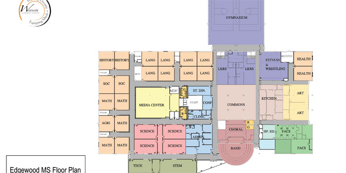 A rendering shows the planned interior layout for Edgewood Middle School. (Image provided)