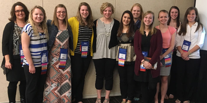 The attached image pictures the ten Grace College students and Dr. Cheryl Bremer. From left to right: Cheryl Bremer, Anna Roseler, Lynley Hiser, Kassie Lucas, Liz Freeman, Caitlin Brown, Courtney Kindig, Liz Endicott, Mariah Zumbrun, AnnKelly Myers and Summer Voss.