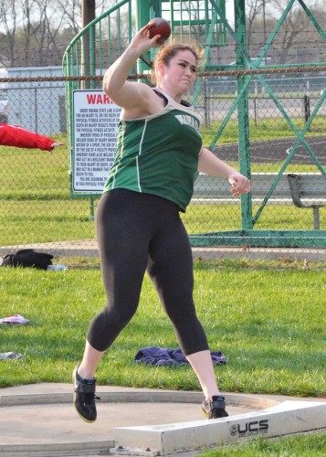 Wawasee's Katlyn Kennedy set a new school record in the shot put Tuesday night at Concord. (Photos by Nick Goralczyk)