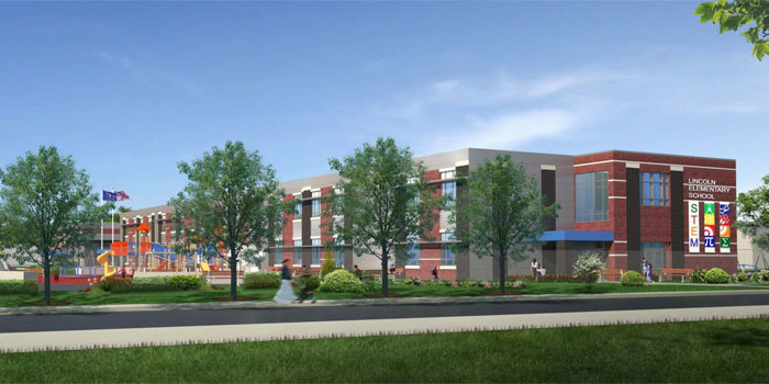 An artist's rendering shows what the new Lincoln Elementary School building will look like upon completion. (Image provided)