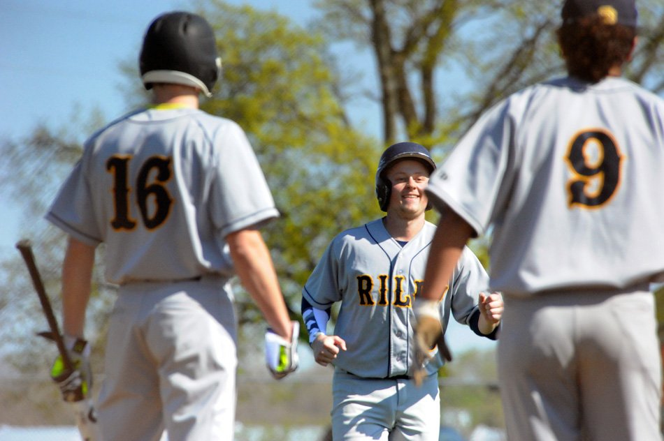 South Bend Riley's Bryce Wieczorek heads home after a three-run homer against Wawasee at the Wawasee Baseball Invite Saturday morning. (Photos by Mike Deak)