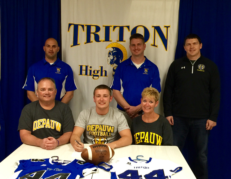 Triton's Jeremy Jones has signed on to continue playing football for Depauw University. (Photo provided by Triton Athletics)
