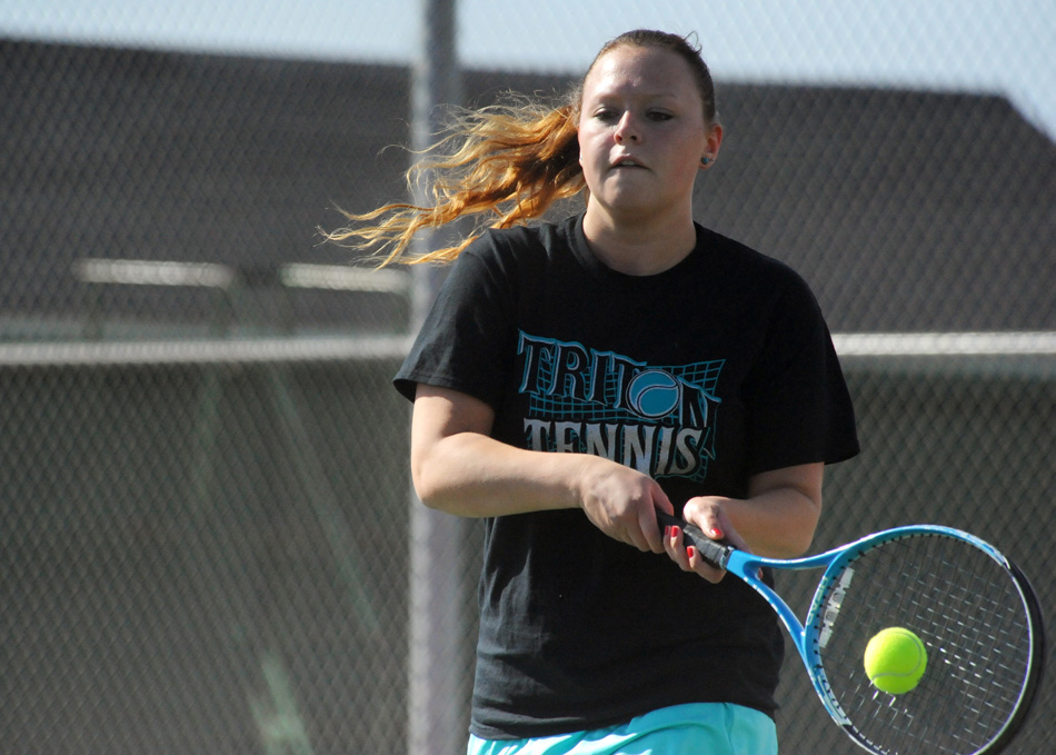 Triton No. 1 Shayla May volleys Wednesday at Tippecanoe Valley. (Photos by Mike Deak)