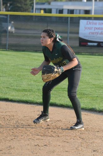 Second baseman Allissa Flores is on her toes on defense for the Warriors.